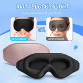 3D contoured natural memory foam sleep mask providing superior comfort and effective light blocking for restful sleep.