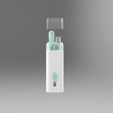 Multifunctional tech cleaning kit with tools for cleaning screens, keyboards, and electronic devices.