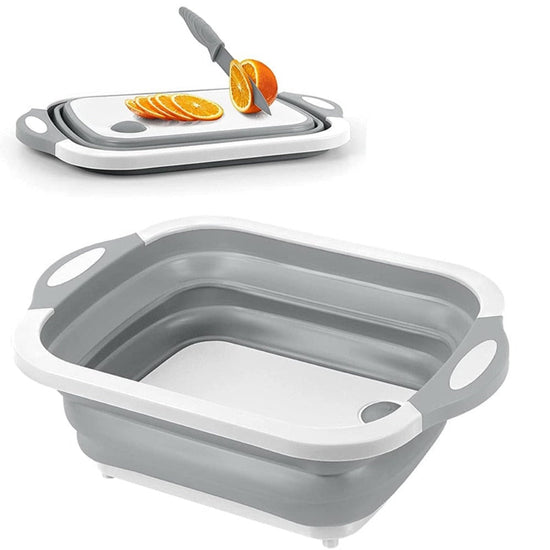 Multifunction kitchen board that folds into a basin and cooler for easy prep and storage