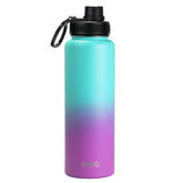 40oz triple-insulated water bottle in fuchsia and teal ombre finish