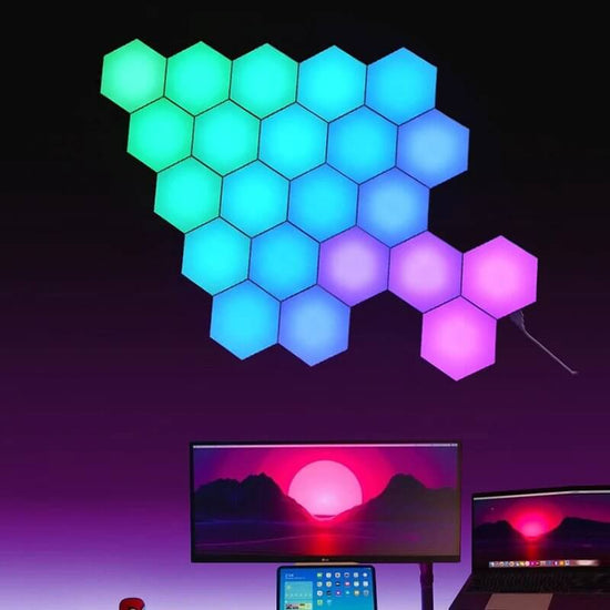 GlowTiles modular LED wall light panels with snap and tap touch control