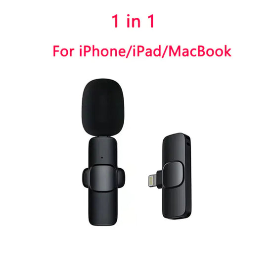 Portable mini wireless lavalier microphone for clear hands-free audio recording on the go.