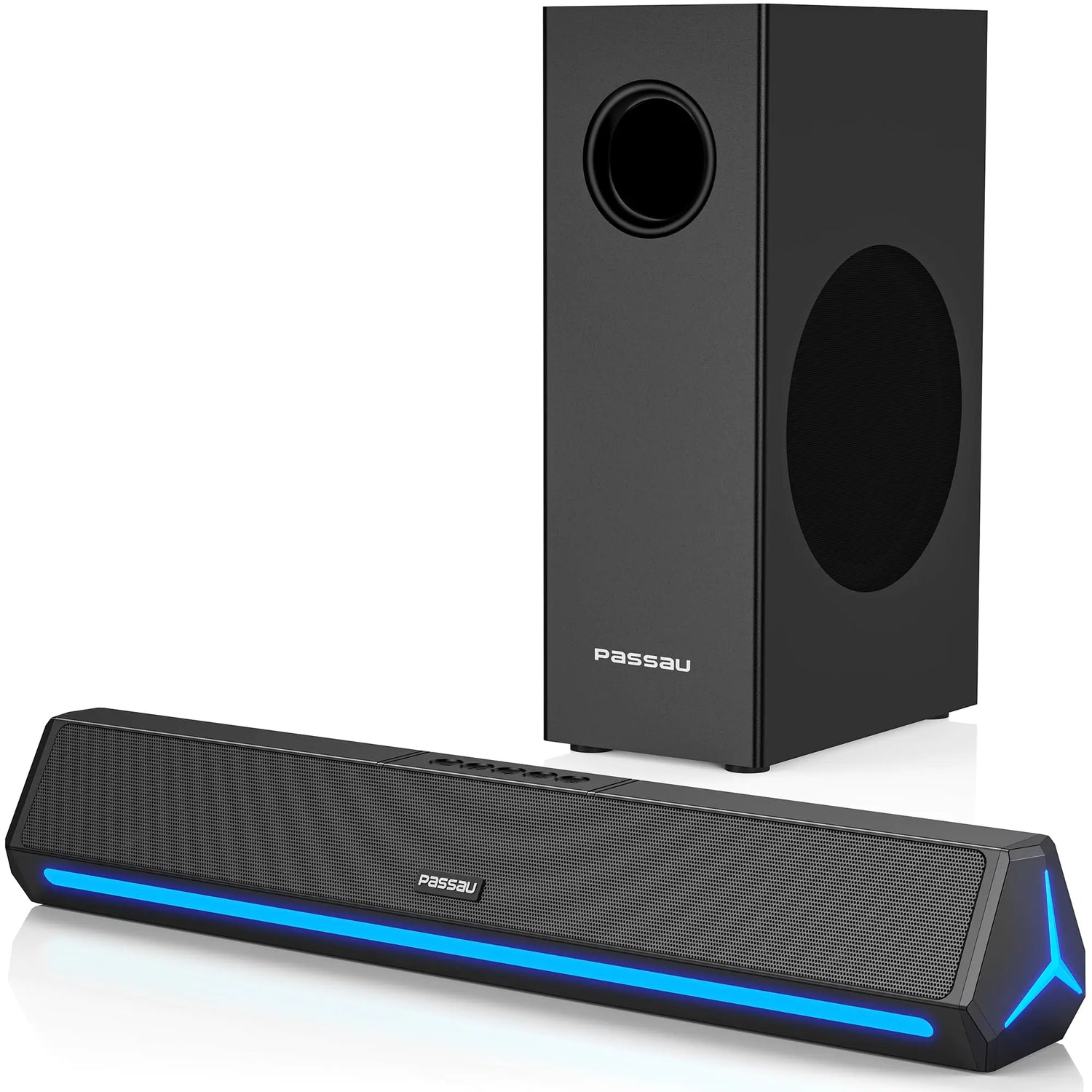Passau 2.1 channel TV soundbar with Bluetooth and HDMI ARC connectivity